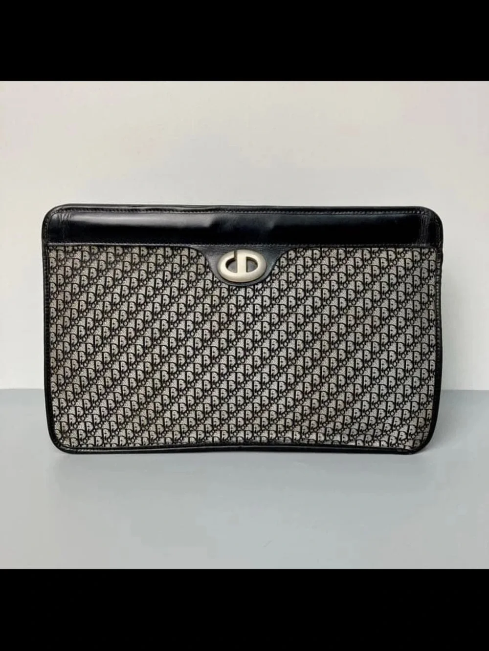 Dior Black and Cream Monogram Clutch with CD Turnlock